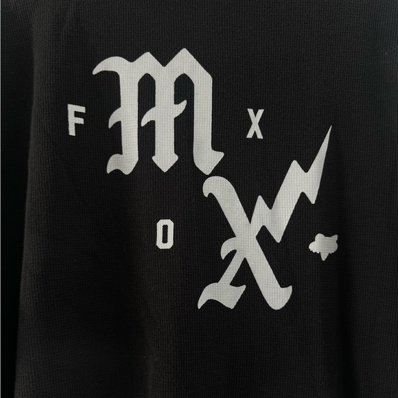Fox Racing Moto-X Waffle Knit Hoodie Black XXL Long Sleeve Vintage Style Y2K - Picture 5 of 7